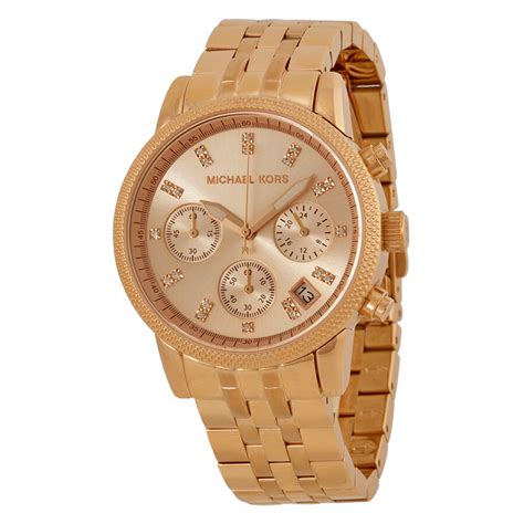 michael kors small watch rose gold black|Michael Kors ritz chronograph.